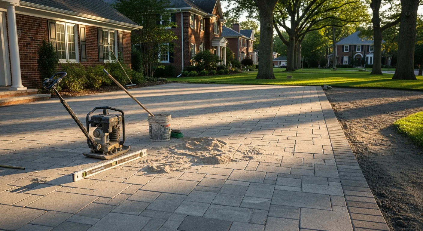 Professional hardscape patio and driveway installation